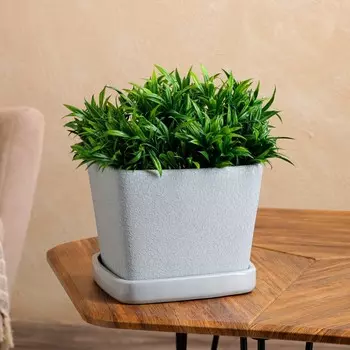 Горшок для цветов "Квадрат", серый, шелк, керамика, 6.5 л