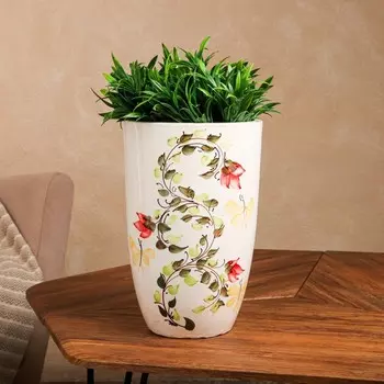 Горшок для цветов "Лист", с узорами, разноцветный, керамика, без поддона, h=30 см, 6 л, 1 сорт, Иран