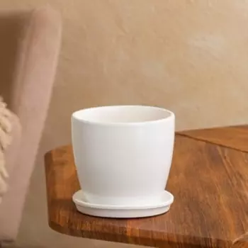 Горшок для цветов "Осень", глянец, белый, керамика, 1 л