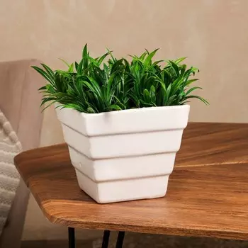 Горшок для цветов "Пирамида", белый, керамика, без поддона, h=14 см, 1.7 л, 1 сорт, Иран