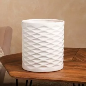 Горшок для цветов "Ромб", белый, керамика, без поддона, 8 л, 1 сорт, Иран