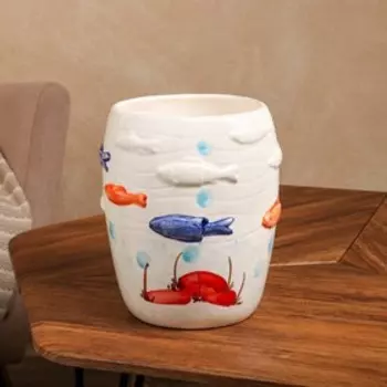 Горшок для цветов "Рыбы", разноцветный, керамика, без поддона, h=25 см, 5.5 л, 1 сорт, Иран