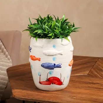 Горшок для цветов "Рыбы", разноцветный, керамика, без поддона, h=25 см, 5.5 л, 1 сорт, Иран