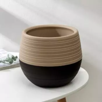 Горшок для цветов с поддоном «СибПолимер. Дуэт», 2.5 л, пластиковый, цвет шоколадный / кофе с молоком