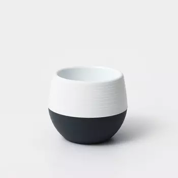 Горшок для цветов с поддоном «Япония», 450 мл, d=12 см, h=10 см, пластиковый, бело-графитовый