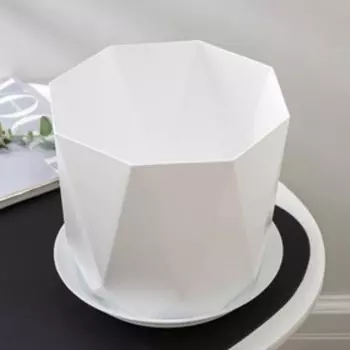 Горшок для цветов с поддоном «Призма», 4.7 л, пластиковый, белый