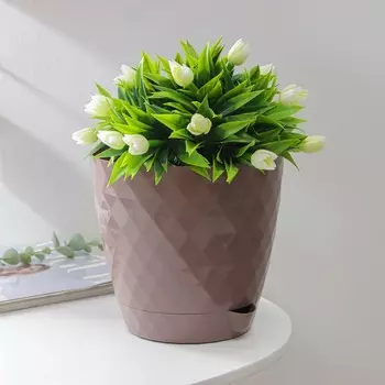 Горшок для цветов, с прикорневым поливом «Румба», 3 л, d=18 см, h=17 см, пластик, с поддоном, цвет мокко