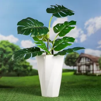 Горшок для цветов садовое "Флора", белый, керамика, без поддона, h=40 см, 12 л, 1 сорт, Иран