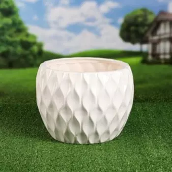 Горшок для цветов садовое "Геометрия", белый, керамика, без поддона, h=24 см, 15 л, 1 сорт, Иран