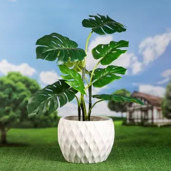 Горшок для цветов садовое "Геометрия", белый, керамика, без поддона, h=24 см, 15 л, 1 сорт, Иран