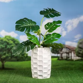 Горшок для цветов садовое "Квадрат", белый, керамика, без поддона, h=23 см, 14 л, 1 сорт, Иран