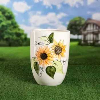 Горшок для цветов садовое "Орхидея", с узорами, разноцветный, керамика, без поддона, h=31 см, 14 л, микс, 1 сорт, Иран