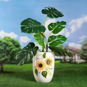 Горшок для цветов садовое "Орхидея", с узорами, разноцветный, керамика, без поддона, h=31 см, 14 л, микс, 1 сорт, Иран