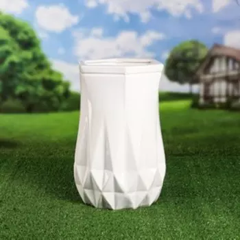 Горшок для цветов садовое "Оригами", белый, керамика, без поддона, 13 л, 1 сорт, Иран