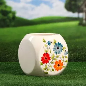 Горшок для цветов садовое "Розы", с узором, разноцветный, керамика, без поддона, 10.5 л, 1 сорт, Иран