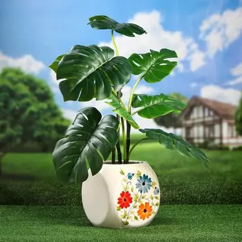 Горшок для цветов садовое "Розы", с узором, разноцветный, керамика, без поддона, 10.5 л, 1 сорт, Иран