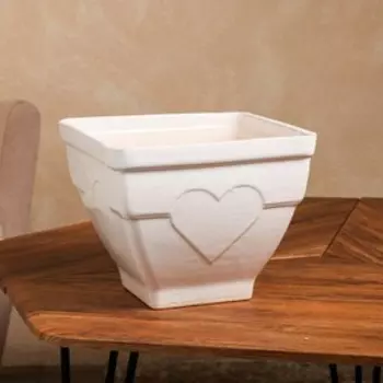 Горшок для цветов "Сердце", белый, керамика, без поддона, h=20 см, 5 л, 1 сорт, Иран