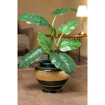 Горшок для цветов "Сетка", зелёный, золото, керамика, 22 л