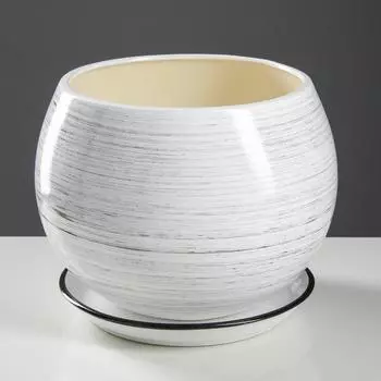 Горшок для цветов "Шар", глянец, бело-черный, керамика, 9 л