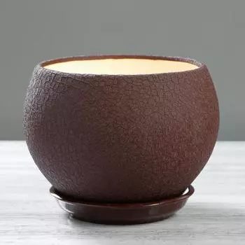 Горшок для цветов "Шар", шёлк, шоколадный цвет, керамика, 4.1 л