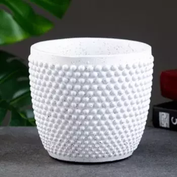 Горшок "Точки конус" 14х14х12см, белый