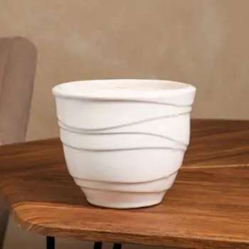 Горшок для цветов "Узор", белый, керамика, без поддона, 1.4 л, 1 сорт, Иран