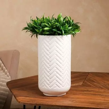 Горшок для цветов "Велюр", белый, керамика, без поддона, h=30 см, 4.5 л, 1 сорт, Иран