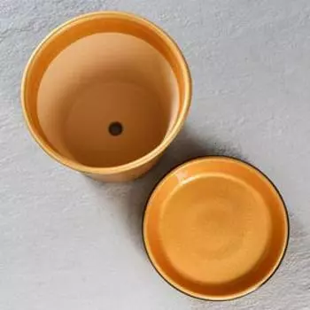 Горшок для цветов "Вуаль", глянец, золотистый, керамика, 1 л