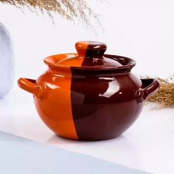 Горшок для тушения оранжевый с коричневым, 0,5л