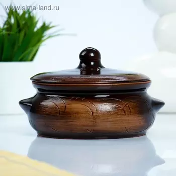 Горшочек для запекания Борисовская керамика «Старина», 700 мл, 1519 см, керамика, коричневый