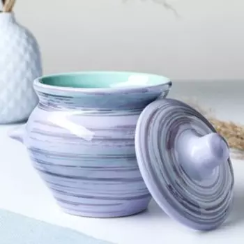 Горшочек для запекания Борисовская керамика «Лаванда», 500 мл, 1010,5 см, сиреневый