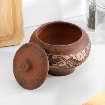 Горшок для жаркого "Орнамент", малый, 0,35 л, 10 х 11 х 11 см