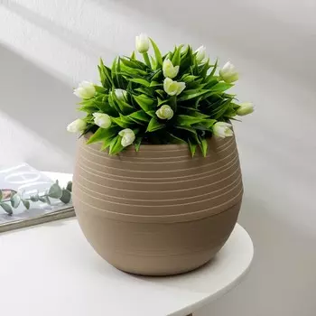 Горшок для цветов с поддоном «Дуэт», 2,5 л , пластиковый, цвет кофе с молоком