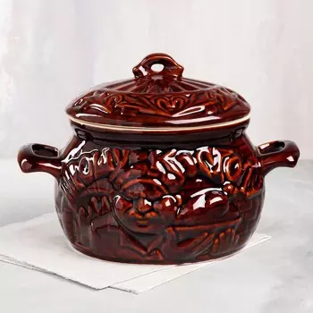 Горшок духовой с крышкой "Повар", керамика, 3 л