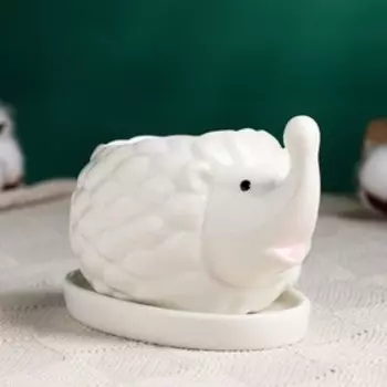 Горшок для цветов «Ёжик кверху носик», керамический, 300 мл, 138.58 см, с поддоном, белый