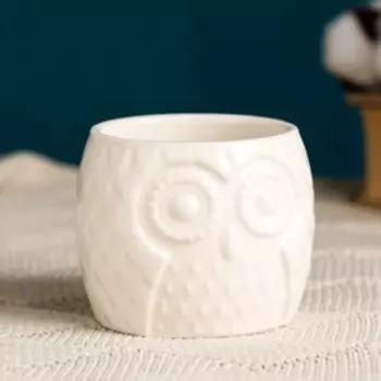 Горшок для цветов «Эко совушка», 200 мл, 886.5 см, керамика, белый