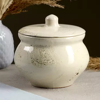 Горшочек для запекания Борисовская керамика «Шебби», 1,3 л, 1316 см, бежевый