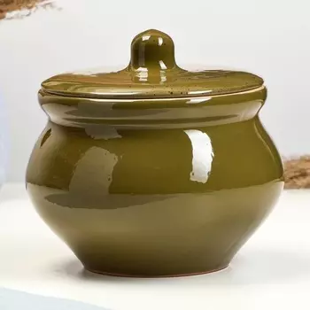 Горшочек для запекания Борисовская керамика «Оазис», 1,3 л, 1613 см, зелёный