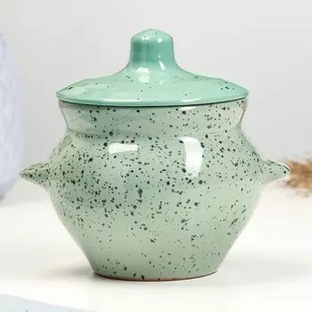 Горшочек для запекания Борисовская керамика «Гармония», 500 мл, 10,510 см, зелёный