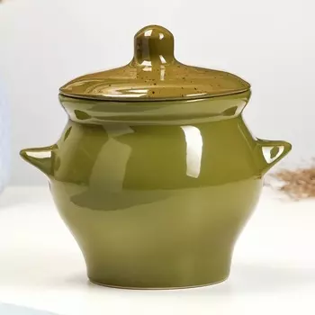 Горшочек для запекания Борисовская керамика «Оазис», 650 мл, 1212 см, зелёный