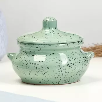 Горшочек для запекания Борисовская керамика «Гармония», 500 мл, 139,5 см, зелёный