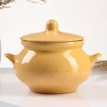 Горшочек для запекания Борисовская керамика «Каракум», 950 мл, 1415 см, жёлтый