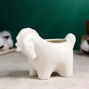 Горшок для цветов «Конь», керамический, 125 мл, 13710 см, белый