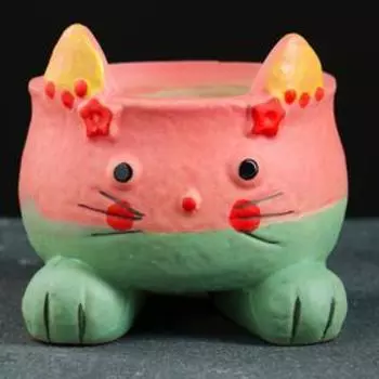 Горшок "Котенок" розовое 9*9*9см