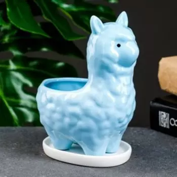 Горшок "Лама", голубой 15*8*12см