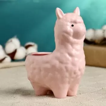 Горшок для цветов «Лама Лёля», керамический, 250 мл, 15812 см, розовый