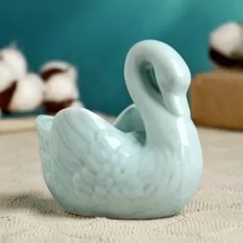 Горшок "Лебедь" голубое 11*6*10см