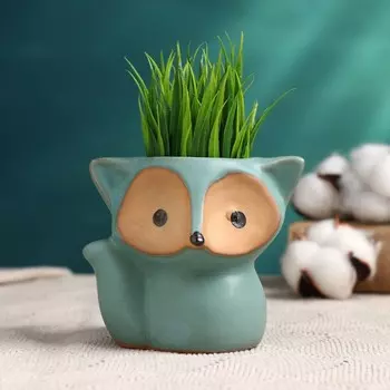 Горшок для цветов «Лисёнок Фред» керамический, 200 мл, 899 см, бирюзовый