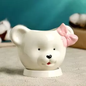 Горшок "Медвежонок с бантиком" 13*9*10см белое