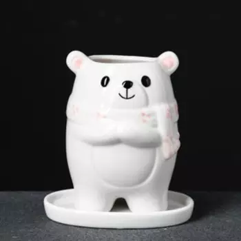 Горшок "Медвежонокв шарфике" 14*9*9см МИКС